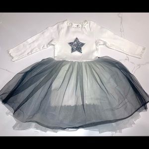 Petite Hailey Tutu Star Dress LS - Ombré Sparkle